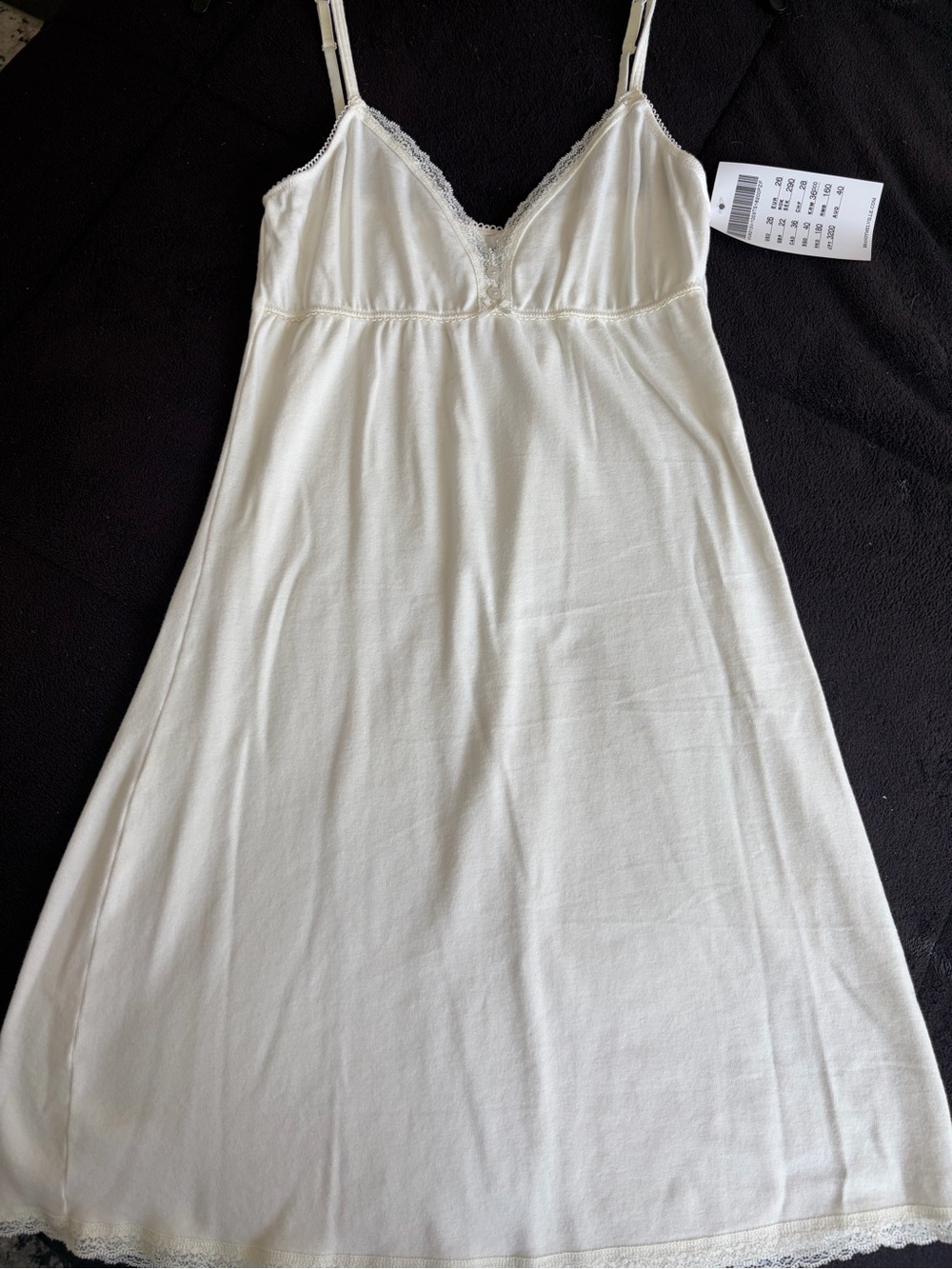 Brandy Melville Cream Lace-Trim Slip Mini Dress